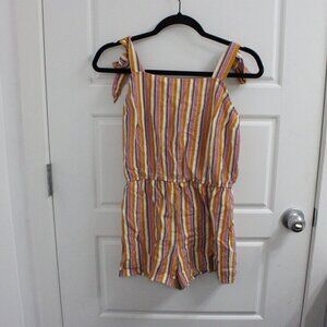 ModCloth Womens Sleeveless Multicolor Striped Shoulder Tie Romper Size Small
